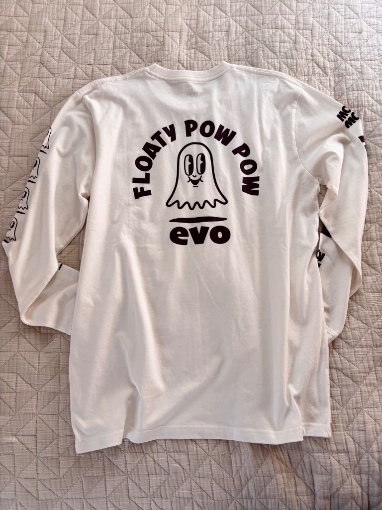 Nwot Evo Long Sleeve White Floaty Pow Pow Graphic Tee — image 2 of 6